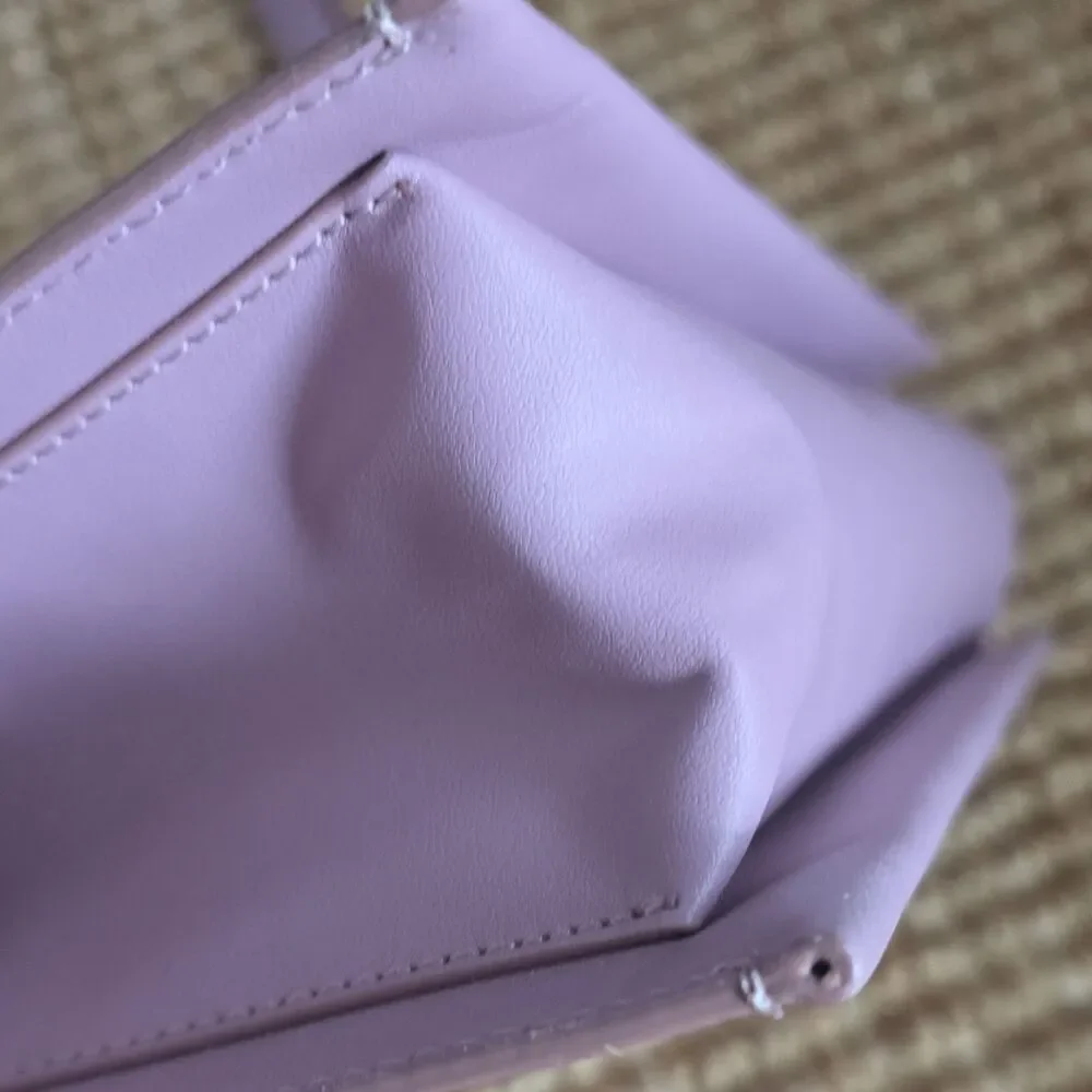 Everlane Lunchbox Lavender Leather Shoulder Bag Adjustable Strap Snap Closure